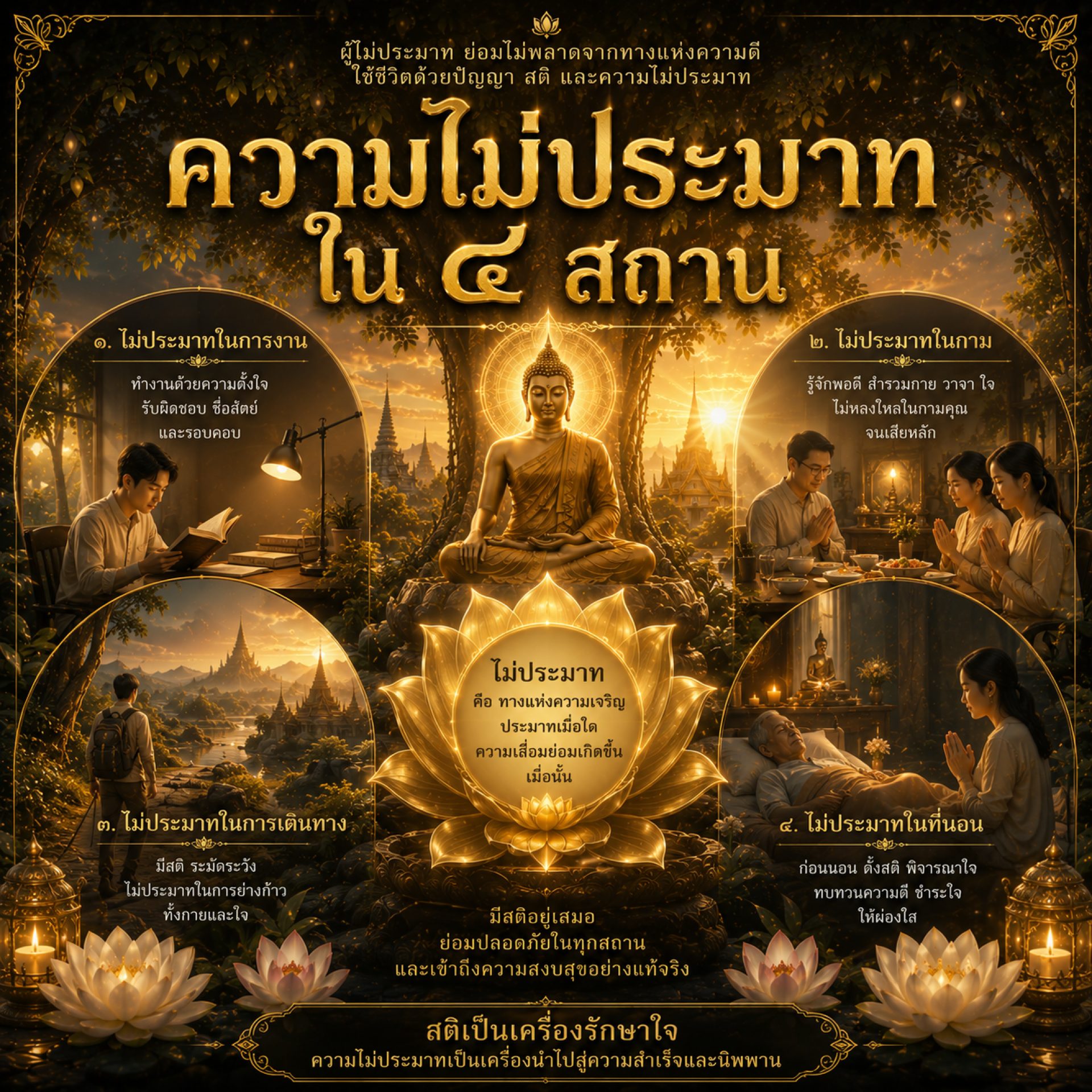 ความไม่ประมาทใน ๔ สถาน cover