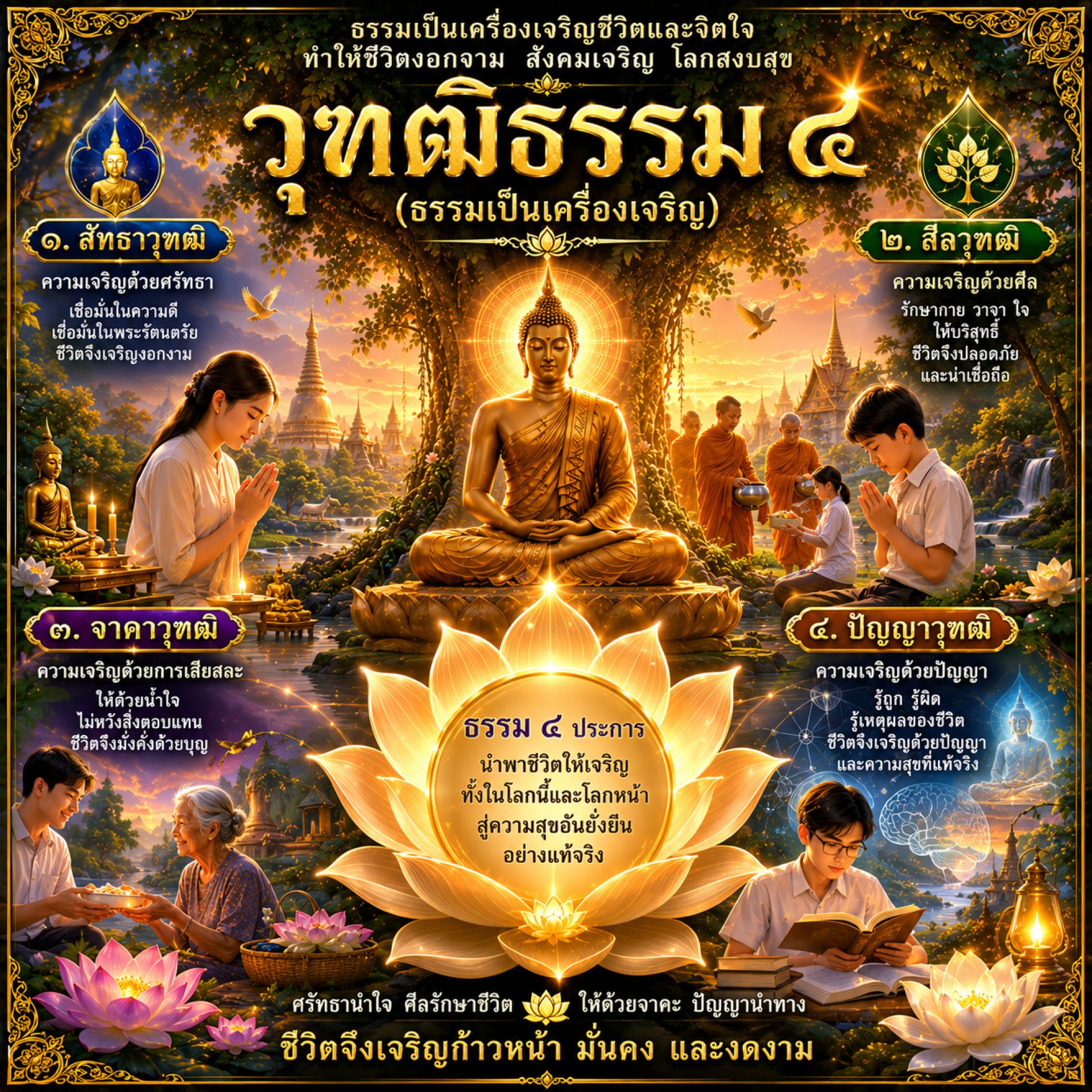 วุฑฒิธรรม ๔ (ธรรมเป็นเครื่องเจริญ) cover